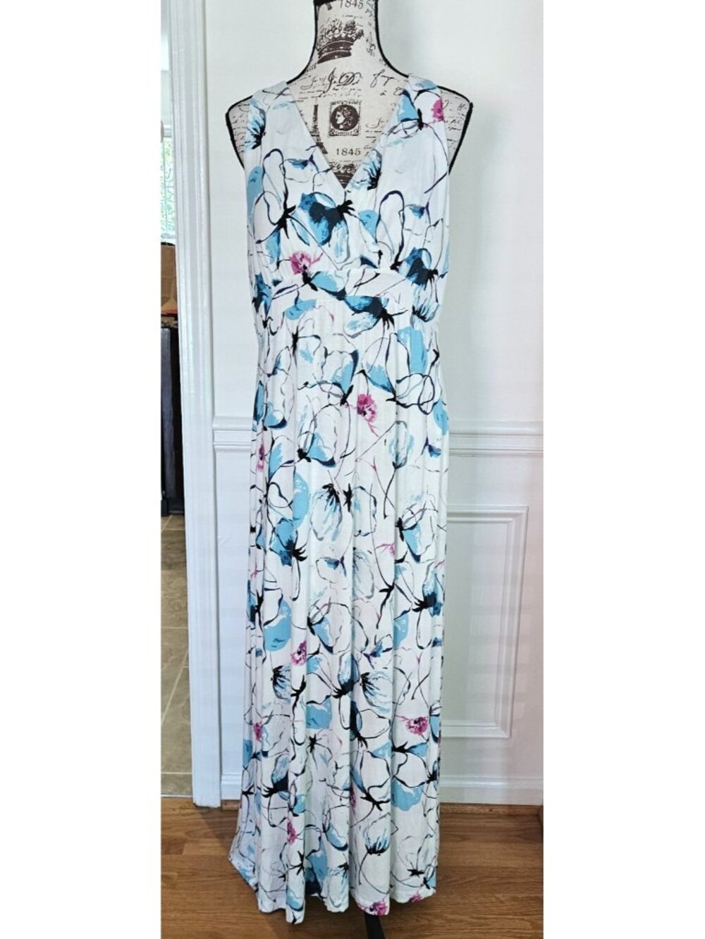 Soma WKND XL Floral Wrap Bodice Knit Bra Maxi Dress